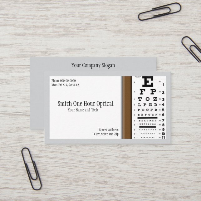 Visitenkarte für Optometristen (Vorderseite/Rückseite Beispiel)