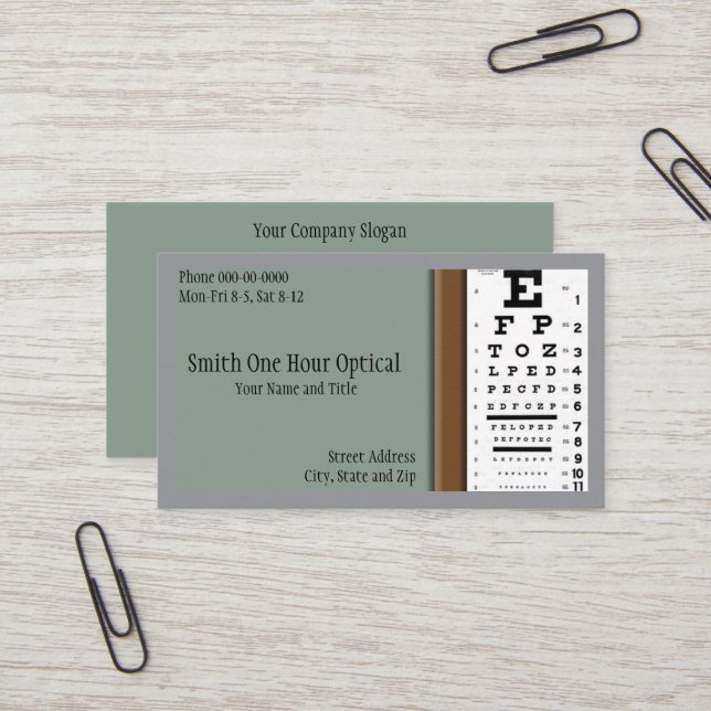 Visitenkarte für Optometristen (Vorderseite/Rückseite Beispiel)