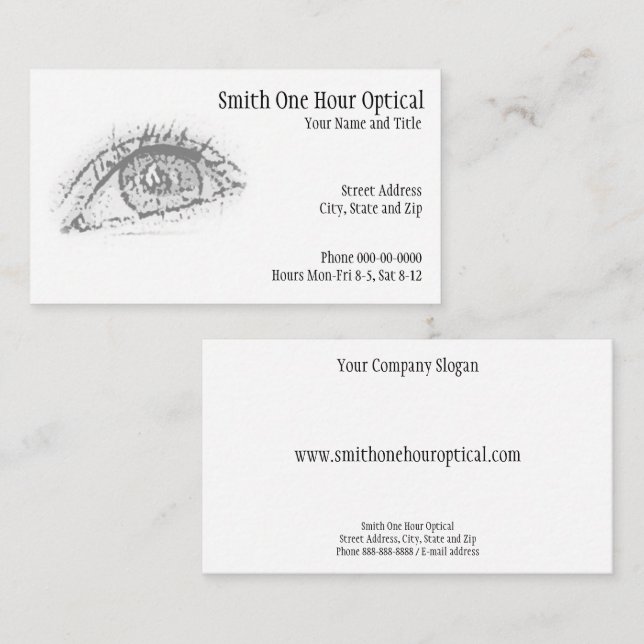 Visitenkarte für Optometristen (Vorne/Hinten)