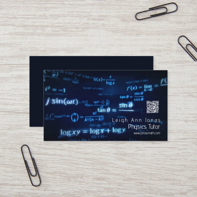 Visitenkarte für Physikunterricht (Vorderseite/Rückseite Beispiel)