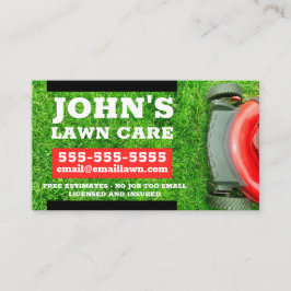 Visitenkarte für Rasenmäher mit rotem Rasenmäher