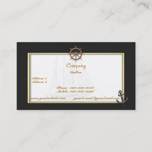 Visitenkarte für Segelschiffe (Vorderseite)