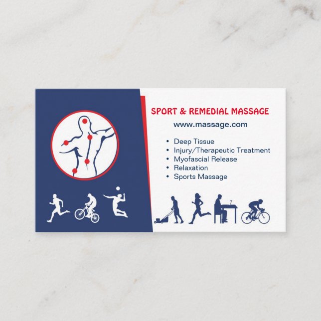 Visitenkarte für SPORT u. ABHELFENDE MASSAGE (Vorderseite)