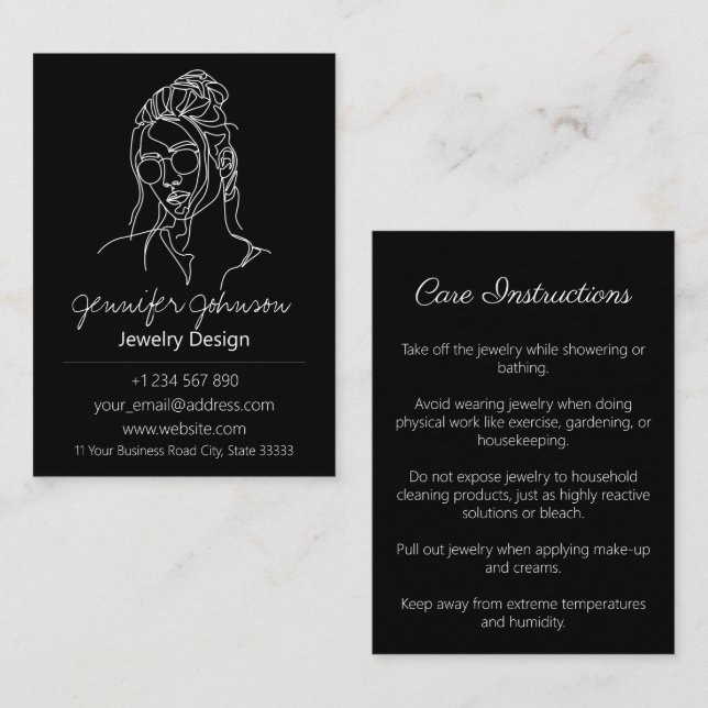 Visitenkarte für weibliche Portrait Juwelierpflege (Vorne/Hinten)