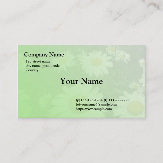 Visitenkarte für Wildwhite daisy-Blume (Vorderseite)