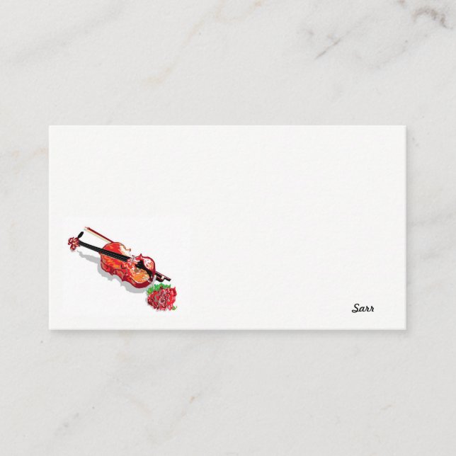 Visitenkarte / Geige mit Rose (Vorderseite)
