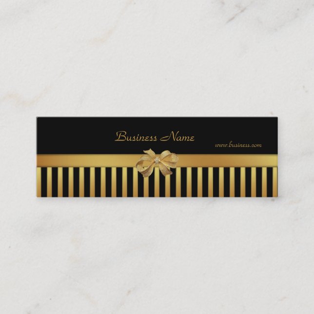 Visitenkarte Gold Black Strip Gold Bow (Vorderseite)