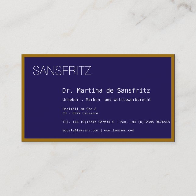 Visitenkarte Gold Blau (Vorderseite)