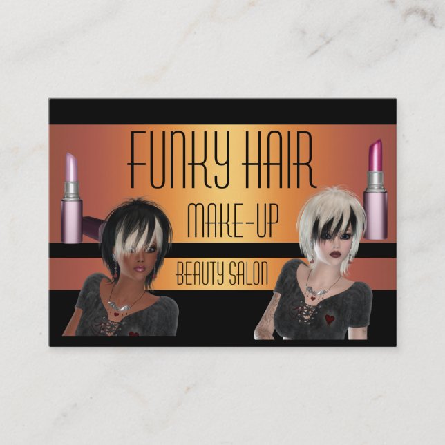 Visitenkarte Gold Schwarze Haare Make-up Beauty (Vorderseite)