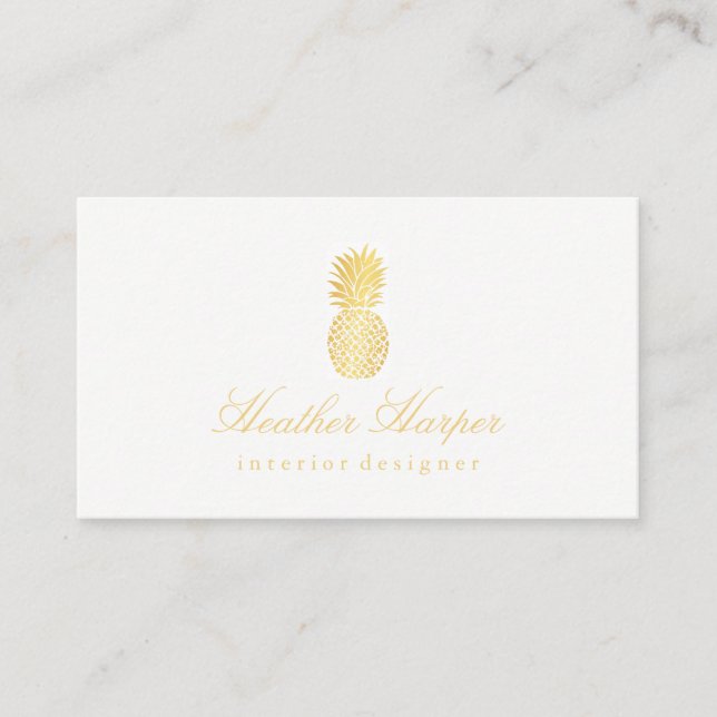 Visitenkarte - Golden Foil Ananas Script (Vorderseite)