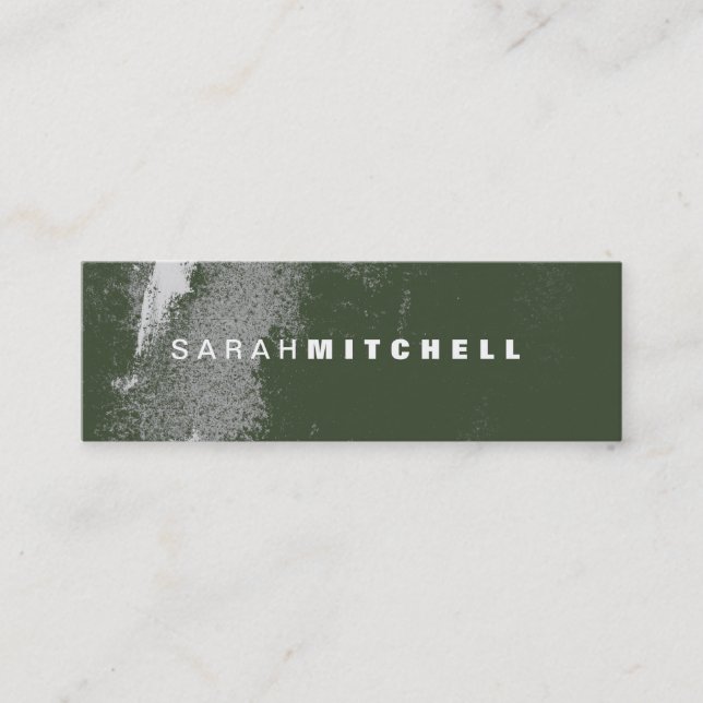 Visitenkarte - Green & White Grunge Monogramm (Vorderseite)