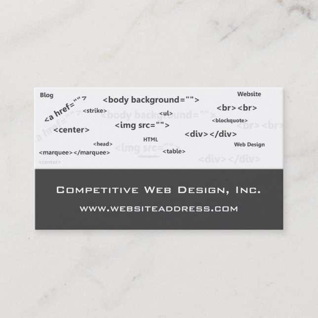 Visitenkarte:: HTML kodieren Netz-Entwurf Visitenkarte (Vorderseite)