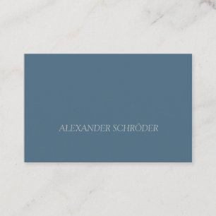 Visitenkarte in Blau-Grau mit weißer Schrift