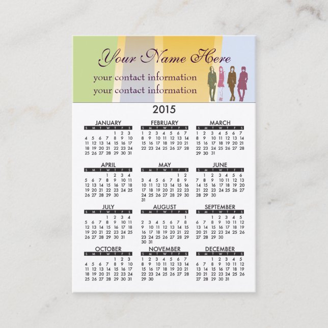 Visitenkarte-Kalender-Retro Mädchen Visitenkarte (Vorderseite)