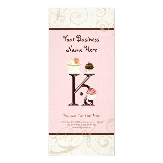 Visitenkarte - Letter K Monogram Dessert Bak Werbekarte (Vorne)