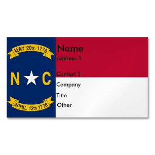 Visitenkarte-Magnet mit Flagge des North Carolina Magnetische Visitenkarte