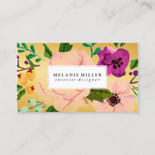 Visitenkarte - mit Blumen Gold