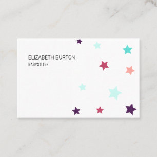 Visitenkarte mit farbigen Sternen.