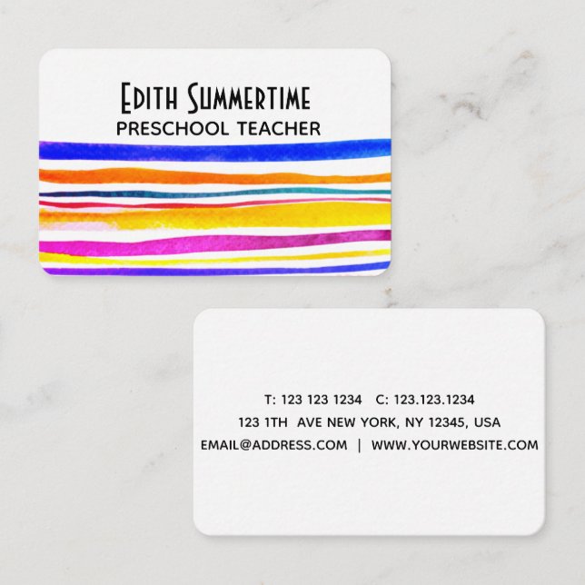 Visitenkarte mit farbigen Streifen (Vorne/Hinten)