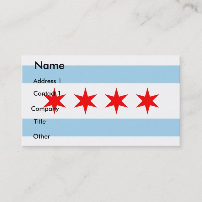 Visitenkarte mit Flagge von Chicago, USA. (Vorderseite)