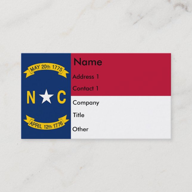 Visitenkarte mit Flagge von North Carolina U.S.A. (Vorderseite)