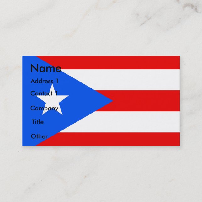 Visitenkarte mit Flagge von Puerto Rico U.S.A. (Vorderseite)