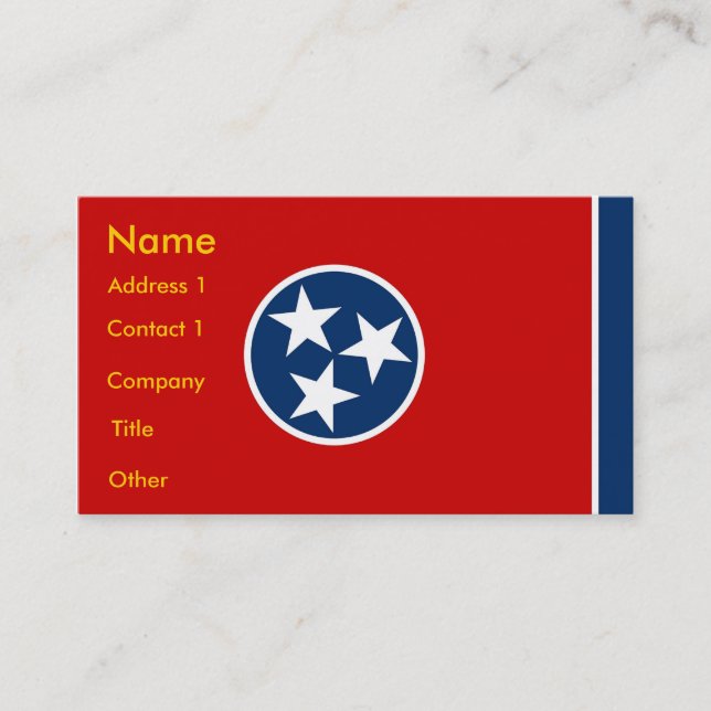 Visitenkarte mit Flagge von Tennessee U.S.A. (Vorderseite)