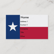 Visitenkarte mit Flagge von Texas U.S.A.