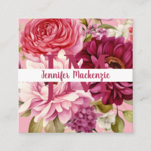 Visitenkarte mit leuchtend rosa floralem Design Pr