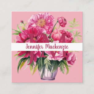 Visitenkarte mit leuchtend rosa floralem Design Pr