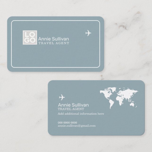 Visitenkarte mit Logo eines Reisebüros (Vorne/Hinten)