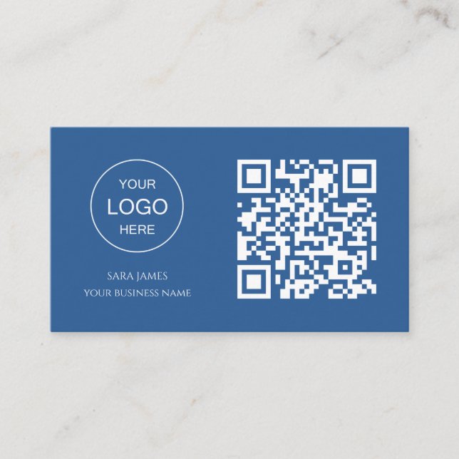 Visitenkarte mit QR-Code | Blaues modernes Design (Vorderseite)