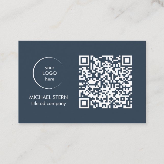 Visitenkarte mit QR-Code & Logo  (Vorderseite)