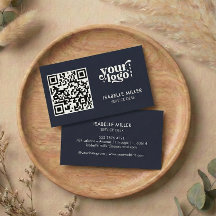 Visitenkarte mit QR-Code | Moderne Marine-Design