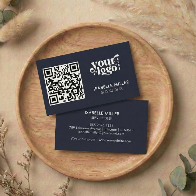 Visitenkarte mit QR-Code | Moderne Marine-Design (Business Card with QR Code | Modern Navy Design)