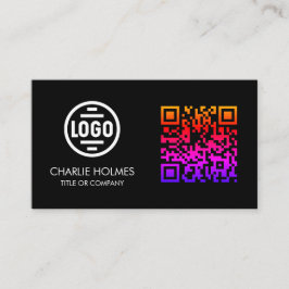Visitenkarte mit QR-Code | Schwarzes modernes Desi