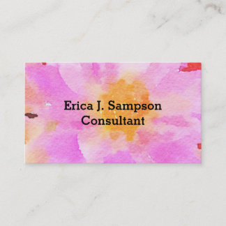 Visitenkarte mit rosa floralem Aquarell