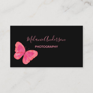 Visitenkarte mit rosa Schmetterling