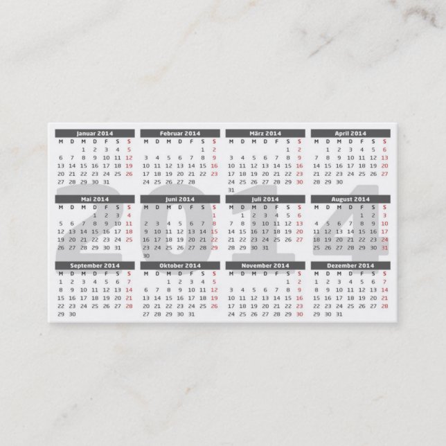 Visitenkarte moderne Alu Optik und Kalender 2014 (Vorderseite)