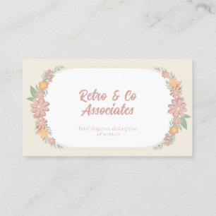 Visitenkarte, Retro Pastell Blume, kein Logo Visitenkarte