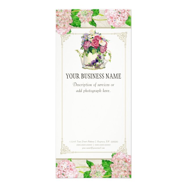 Visitenkarte - Rose Hydrangea Florist Florist Flor Werbekarte (Vorne)