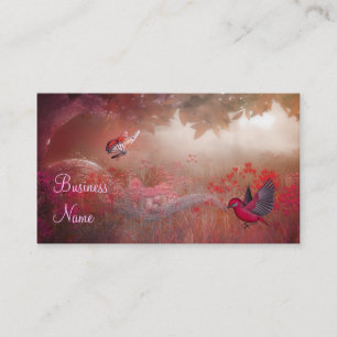Visitenkarte Rot Pink Waldvogel