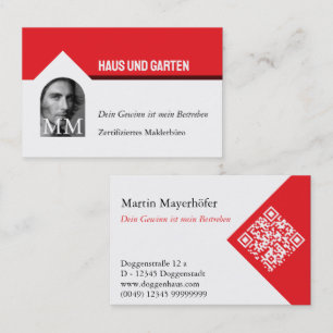 Visitenkarte rot weiss Makler Immobilien