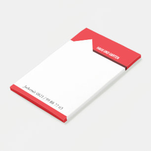 Visitenkarte rot weiss Makler Immobilien  Post-it Klebezettel