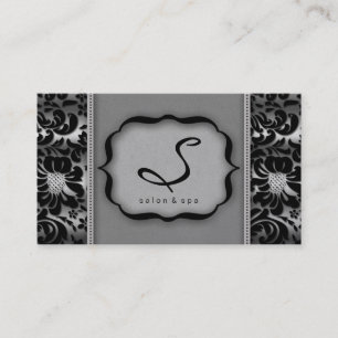 Visitenkarte Salon Spa Silver Damast Floral