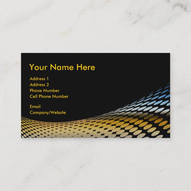 Visitenkarte - Schwarz - Gold - Blaue Halftone (Vorderseite)