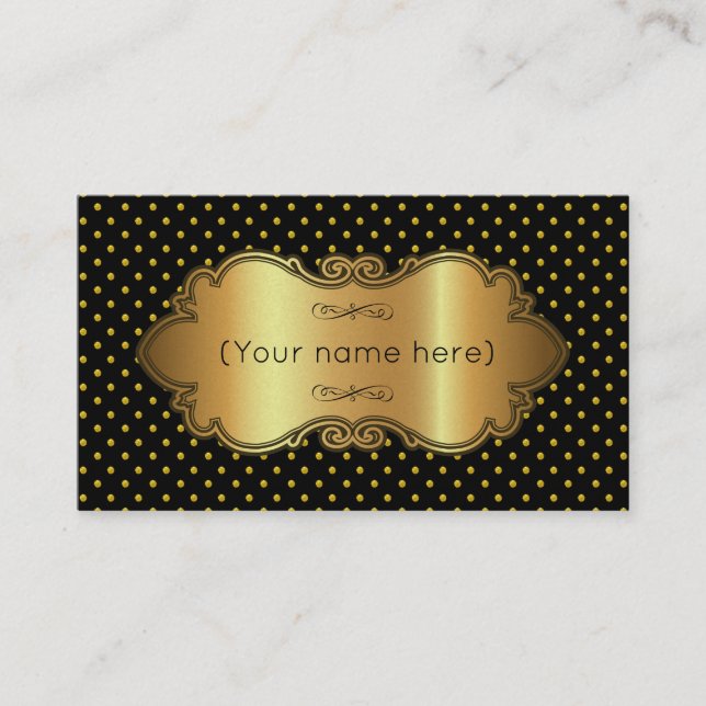 Visitenkarte/Schwarz mit Goldpolka-Punkten Visitenkarte (Vorderseite)