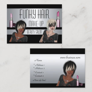 Visitenkarte Silber Schwarz Haar Make-Up Schönheit