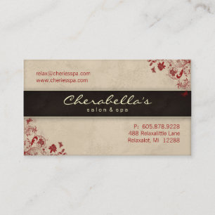 Visitenkarte Spa-Salon Florale Schmetterlinge Crem