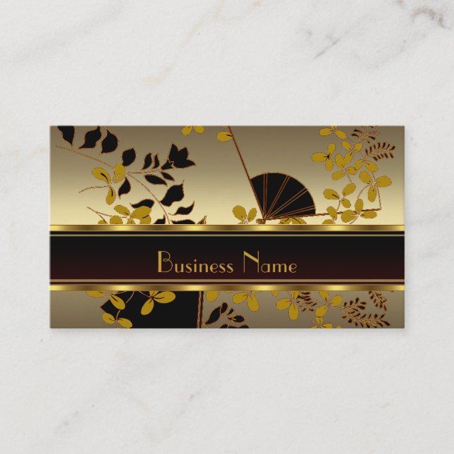 Visitenkarte Vintag Floral Gold Black (Vorderseite)